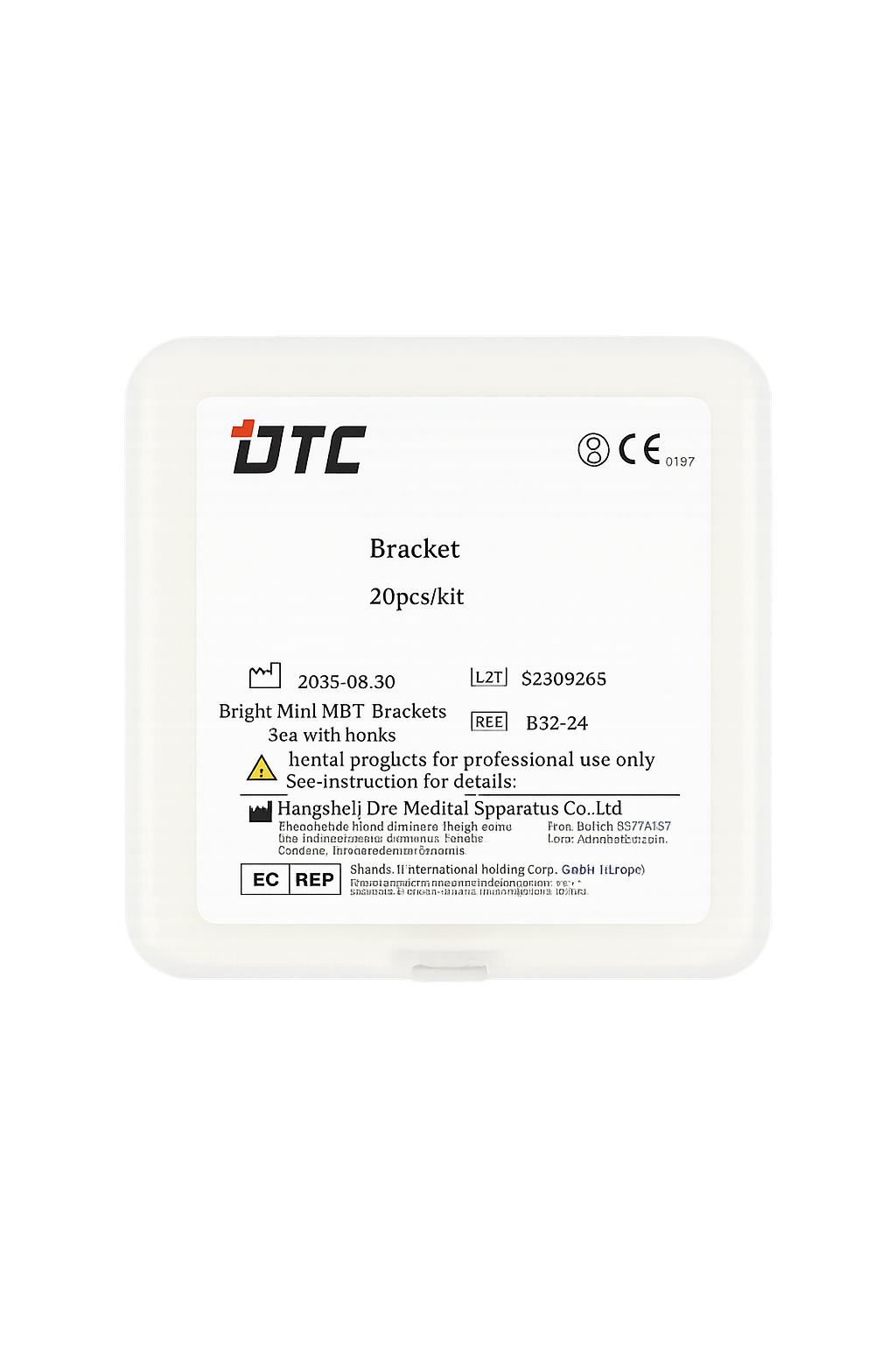 Bracket orthodontique DTC – Bright Mini MBT (345 avec hooks), 20 pièces/kit.