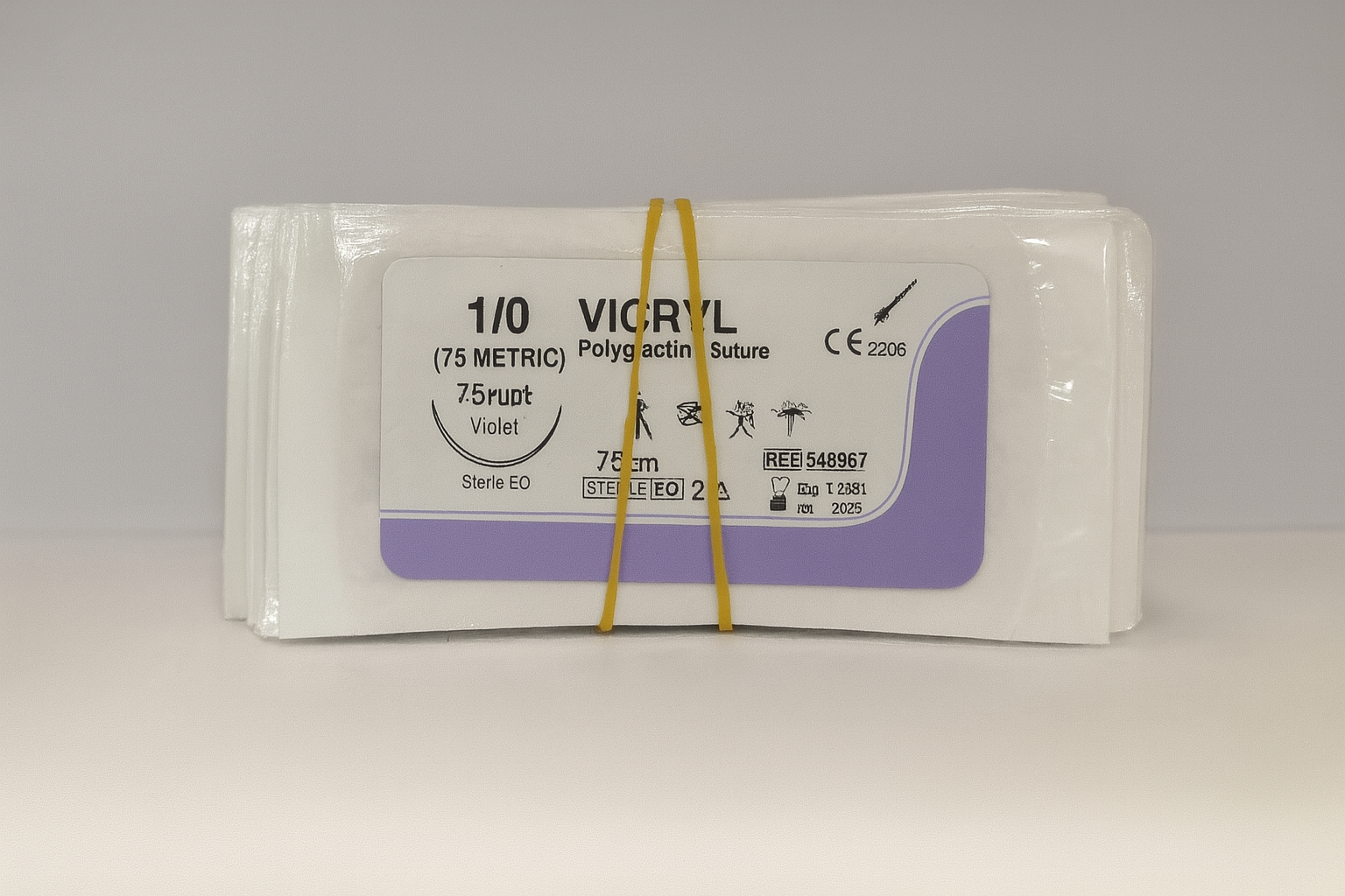 VICRYL – Polyglactin Suture:[ violet ; 75cm; 1/0(75 Metric)]