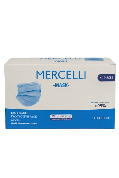 Mercelli Mask: [50 pièces , 3 couches; >99% filtration bactérienne]